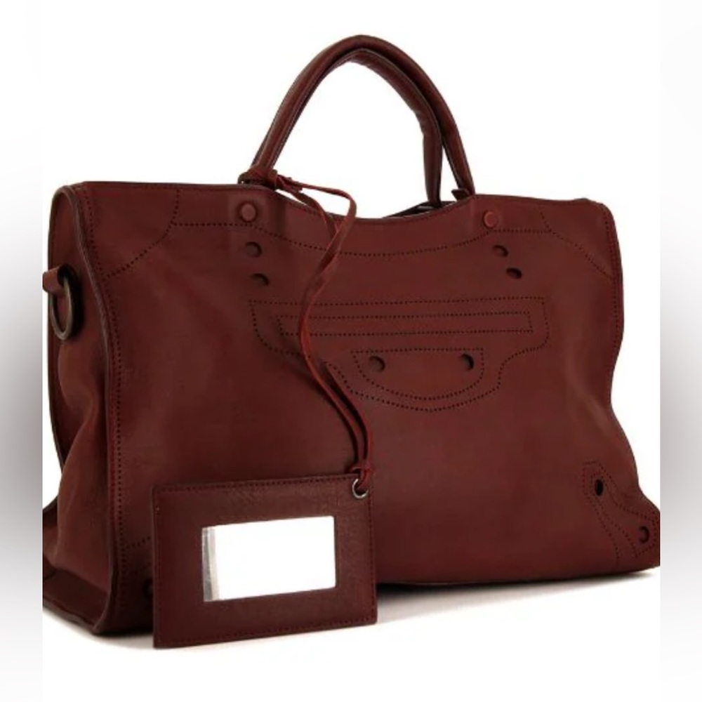 Balenciaga classic city Burgandy Leather Bag-rare